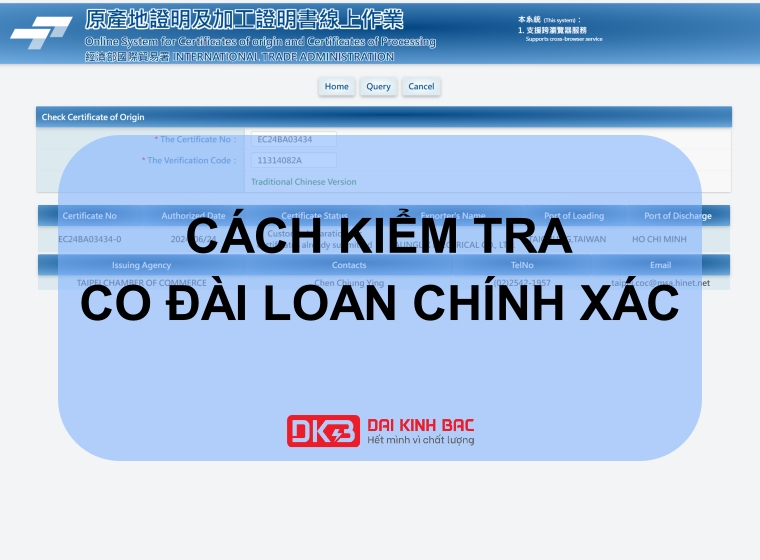 CÁCH KIỂM TRA CO ĐÀI LOAN CHÍNH XÁC