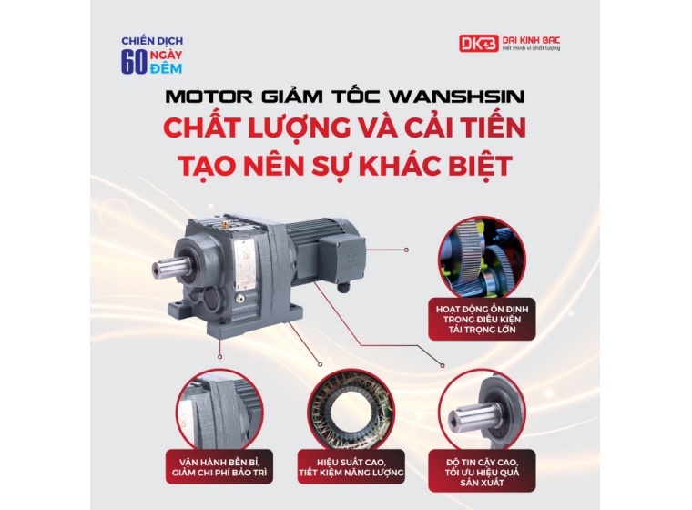 MOTOR GIẢM TỐC WANSHSIN - CHẤT LƯỢNG VÀ CẢI TIẾN TẠO NÊN SỰ KHÁC BIỆT