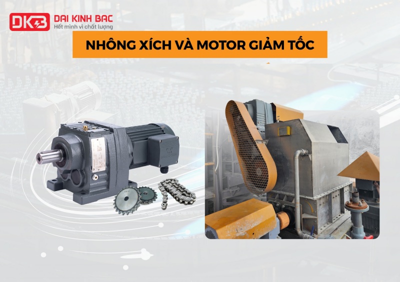 NHÔNG XÍCH VÀ MOTOR GIẢM TỐC CÙNG ĐẠI KINH BẮC